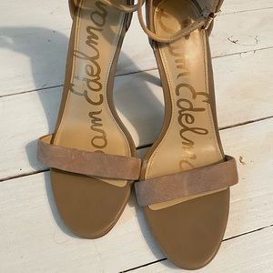 Sam Edelman Nude Suede Open Toed Pump